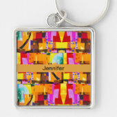 Colorful Modern Abstract Kunstpatroon Sleutelhanger (Voorkant)