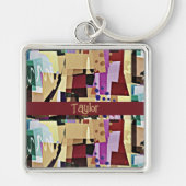 Colorful Modern Abstract Kunstpatroon Sleutelhanger (Voorkant)