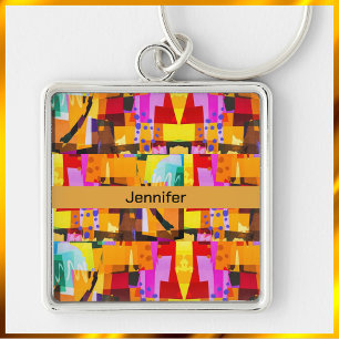 Colorful Modern Abstract Kunstpatroon Sleutelhanger