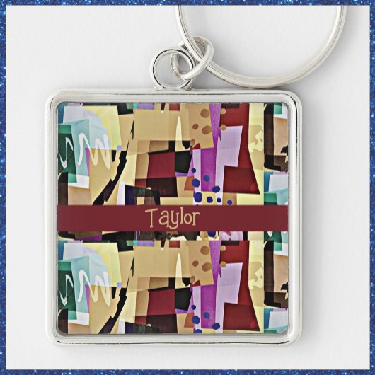 Colorful Modern Abstract Kunstpatroon Sleutelhanger