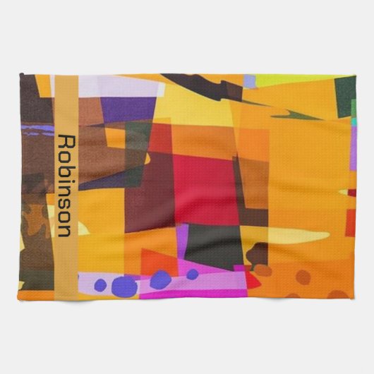 Colorful Modern Abstract Kunstpatroon Theedoek (Horizontaal)