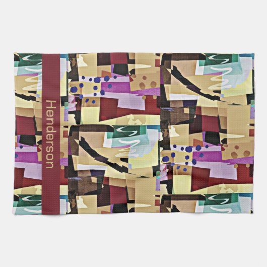 Colorful Modern Abstract Kunstpatroon Theedoek (Horizontaal)