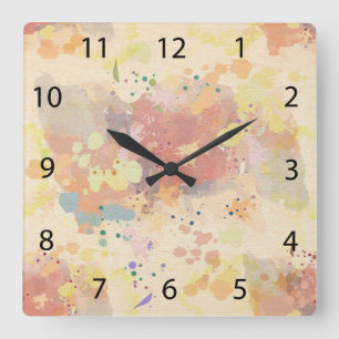 Colorful Modern Abstract Paint Splash Vierkante Klok