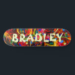 Colorful Modern Abstracte Aangepaste Aangepaste Na Persoonlijk Skateboard<br><div class="desc">Het kleurrijke Moderne Abstracte Skateboard van de Naam van de Douane Gepersonaliseerde kenmerkt uw gepersonaliseerde naam in moderne typografie op een kleurrijke abstracte achtergrond. Personaliseer door de tekst in het verstrekte tekstvakje uit te geven. Geef een aangepast geschenk, een gepersonaliseerd skateboard aan je favoriete skateboarder voor Kerstmis, verjaardag of je...</div>
