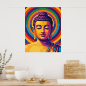 Colorful Modern Art | Meditating Buddha Portrait Poster (Keuken)