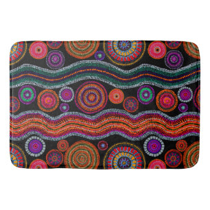 Colorful Modern Australian Dot Art Tribal Badmat