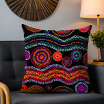 Colorful Modern Australian Dot Art Tribal Kussen<br><div class="desc">Dit moderne ontwerp heeft een kleurrijk geverfd tribaal stippelpatroon in fel sinaasappel,  paarse,  groene,  turquoise en wit op een zwarte achtergrond #tribal #australian #australia #throwpillows #kussens #homedecor #decor #home #interiors #cushions #style #trendy</div>