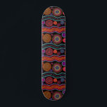 Colorful Modern Australian Dot Art Tribal Persoonlijk Skateboard<br><div class="desc">Dit moderne ontwerp is voorzien van een kleurrijk geverfd stampuntenpatroon in helder oranje,  paars,  groen,  turquoise en wit op een zwarte achtergrond #tribal #australian #australian #sport #plezier #gifts #giftsforhim #skateboarding #skateboardboard #skateboards #schaats #skateboard #skater #outdoor #style #trendy</div>
