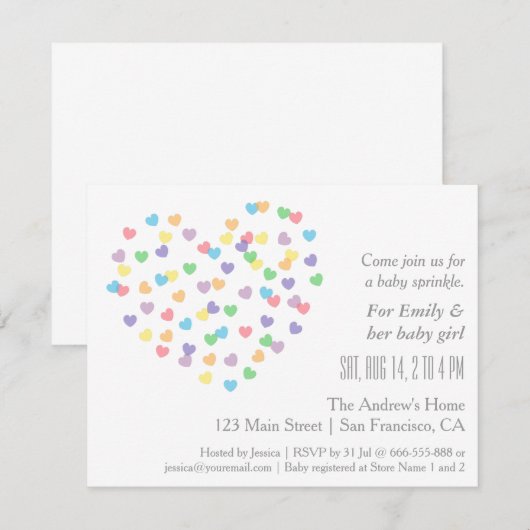 Colorful Modern Baby Sprinkle Invitations Kaart (Voorkant / Achterkant)