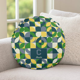 Colorful Modern Bauhaus Abstract Geometric Pattern Rond Kussen