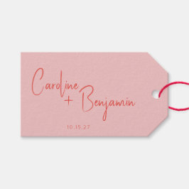Colorful Modern Boho Pink Red Script Weduwen Cadeaulabel