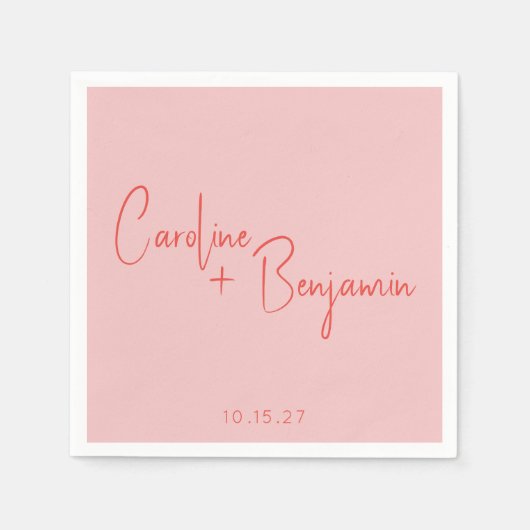 Colorful Modern Boho Pink Red Script Weduwen Servet (Voorkant)