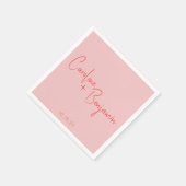 Colorful Modern Boho Pink Red Script Weduwen Servet (Hoek)