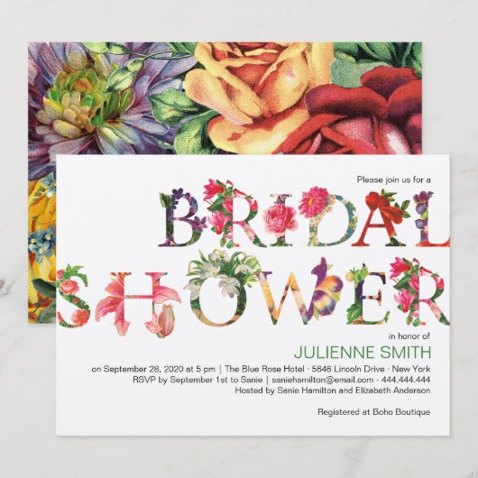 Colorful Modern Botanical Floral Vrijgezellenfeest Kaart (Voorkant / Achterkant)