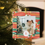 Colorful Modern Brush | Foto van de familie | INIT Keramisch Ornament<br><div class="desc">Colorful Modern Brush | Foto van de familie | INITIAAL</div>