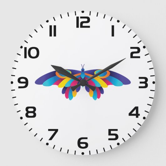 Colorful Modern Butterfly Vibrant Wings Grote Klok (Voorkant)