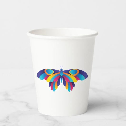 Colorful Modern Butterfly Vibrant Wings Papieren Bekers (Voorkant)