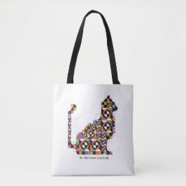 Colorful Modern Cat Quilt Pattern Canvas tas