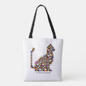 Colorful Modern Cat Quilt Pattern Canvas tas (Achterkant)