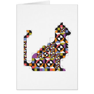 Colorful Modern Cat Quilt Pattern Note Card