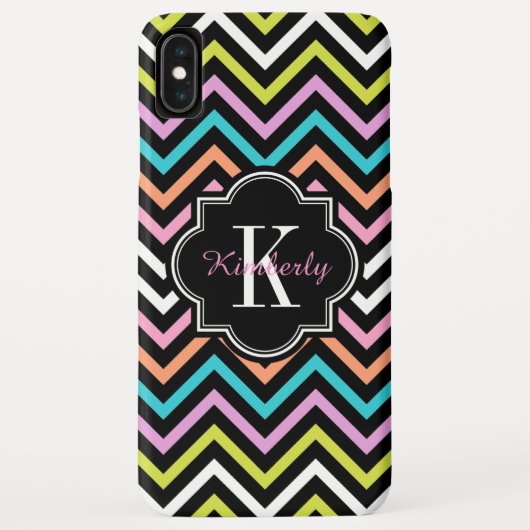 Colorful Modern Chevron Black Monogram Case-Mate iPhone Case (Achterkant)