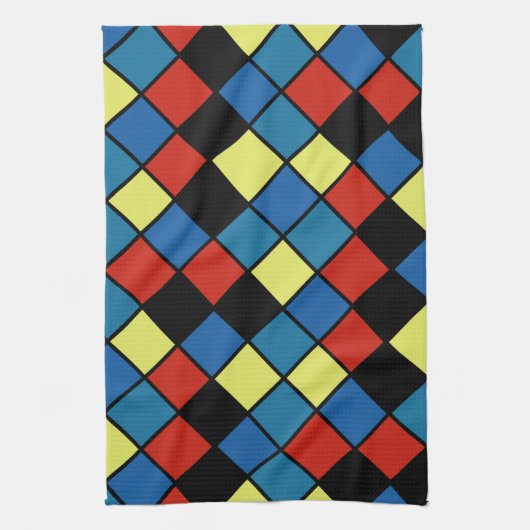 Colorful Modern Diagonal Tegel Pattern versie 2 Theedoek (Verticaal)