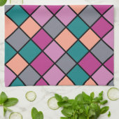 Colorful Modern Diagonal Tiles Pattern versie 1 Theedoek (Gevouwen)