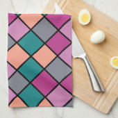 Colorful Modern Diagonal Tiles Pattern versie 1 Theedoek (Quarter Fold)