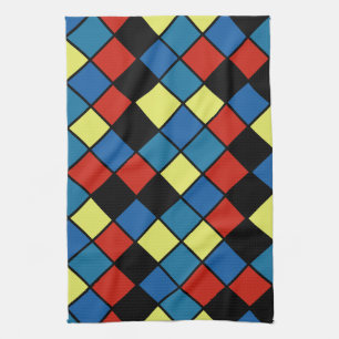 Colorful Modern Diagonal Tiles Pattern versie 2 Theedoek