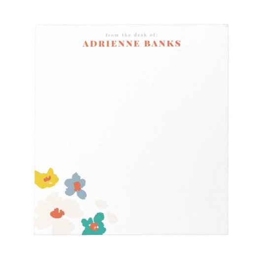 Colorful Modern Floral Personal Stationery Note Notitieblok (Voorkant)