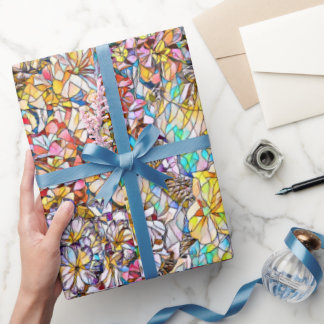 Colorful Modern Flowers Pattern Cadeaupapier