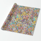 Colorful Modern Flowers Pattern Cadeaupapier (Uitgerold)
