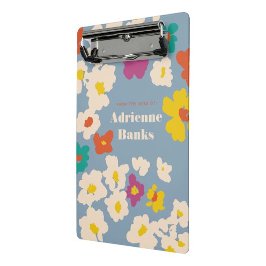 Colorful Modern Flowers Personalized Mini Klembord (Angled2)