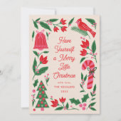 Colorful Modern Folk Frame Christmas Non Photo Feestdagenkaart (Voorkant)