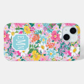 Colorful Modern Garden Monogrammed Case-Mate iPhone Case (Achterkant (horizontaal))