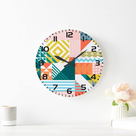 Colorful Modern Geometric Abstract Patroon Grote Klok