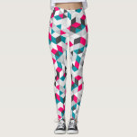 Colorful Modern Geometric Abstract Patroon Leggings<br><div class="desc">Moderne,  grafische en unieke leggings met houtskool,  wit,  grijs,  blauwgroen en magenta geometrisch abstract patroon.</div>