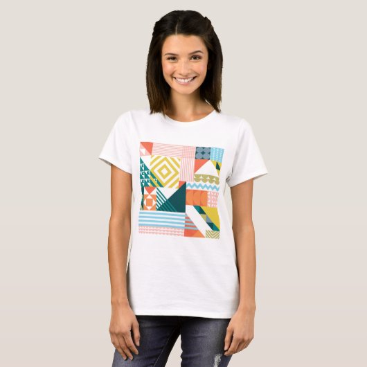 Colorful Modern Geometric Abstract Patroon T-shirt (Voorkant volledig)