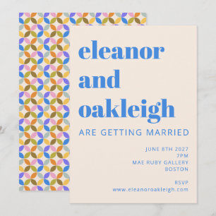 Colorful Modern Geometric Blue Typography Weddensc Kaart