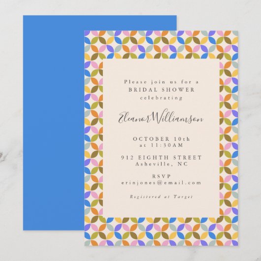 Colorful Modern Geometric Blue Vrijgezellenfeest Kaart (Voorkant / Achterkant)