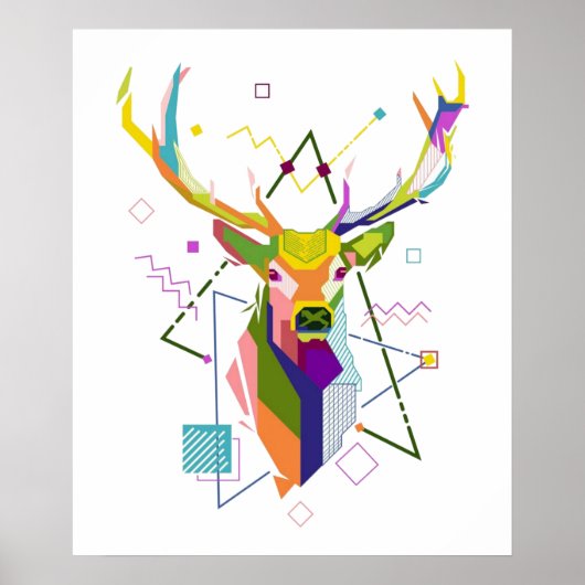 Colorful Modern Geometric Deer Poster (Voorkant)