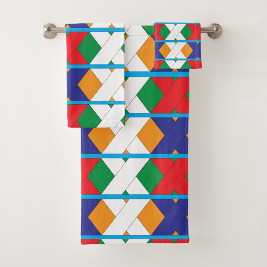 Colorful Modern Geometric Diamond Pattern Bad Handdoek (Insitu)