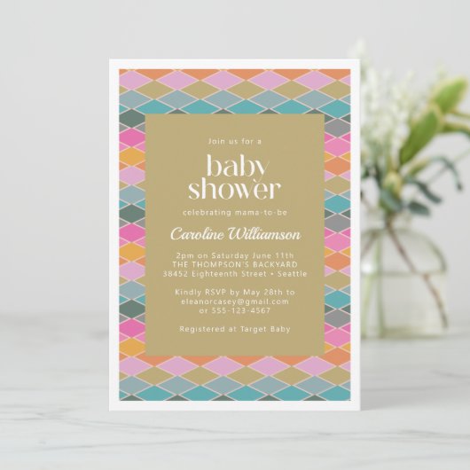 Colorful Modern Geometric Diamonds Baby shower Kaart (Staand voorkant)