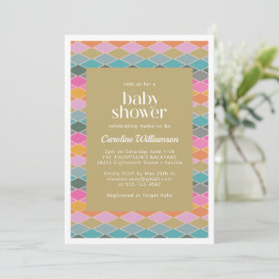 Colorful Modern Geometric Diamonds Baby shower Kaart
