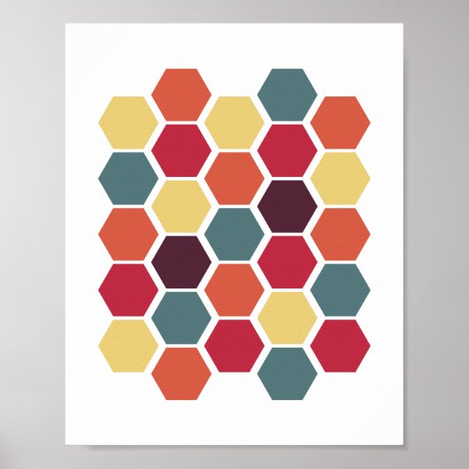Colorful Modern Geometric Hexagon Honeycomb Poster (Voorkant)