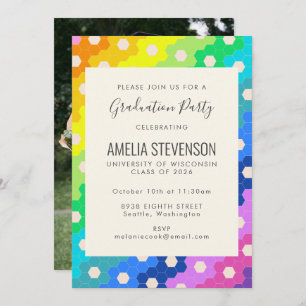 Colorful Modern Geometric Photo Graduation Party Kaart