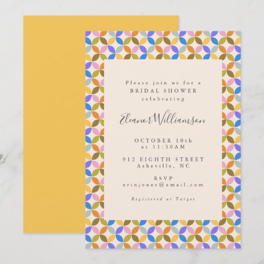 Colorful Modern Geometric Yellow Vrijgezellenfeest Kaart (Voorkant / Achterkant)