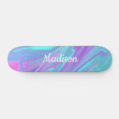Colorful Modern Girly Blue Pink Liquid Marble Persoonlijk Skateboard (Horizontaal)