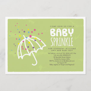 Colorful Modern Green Baby Sprinkle Invitation Kaart