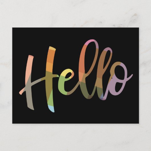 Colorful Modern Handlettering Hallo Greeting Briefkaart (Voorkant)